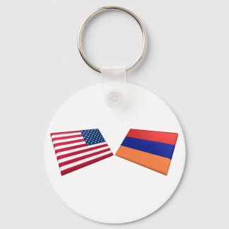 US & Armenia Flags Keychain