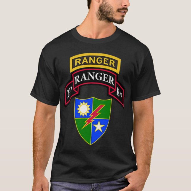US Army Ranger - 2nd Battalion (BN) Scroll, Ranger T-Shirt (Front)