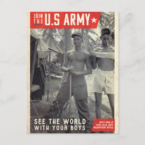 US Army Travel Recruitment Poster Postcard