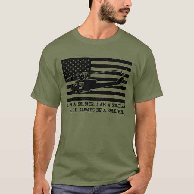US Army Veteran, Military Helicopter Flag T-Shirt (Front)
