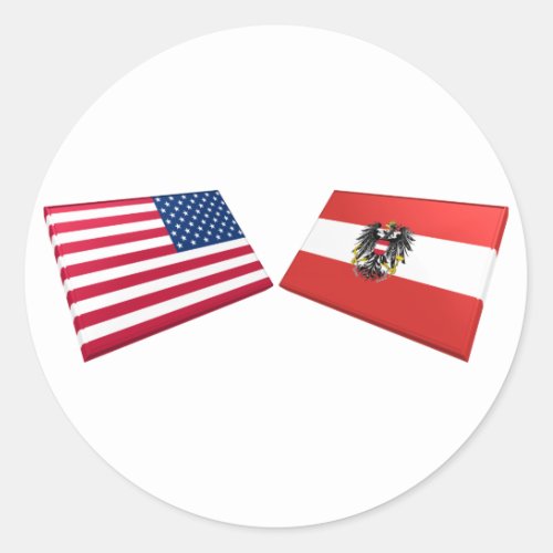 US  Austria Flags Classic Round Sticker