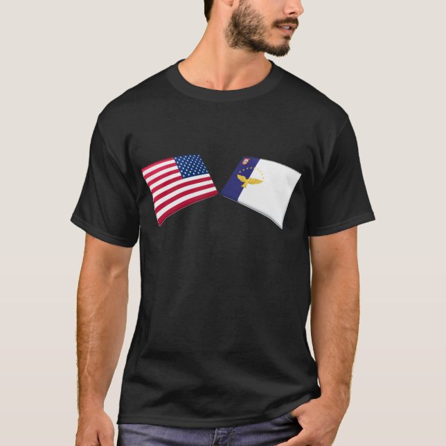US & Azores Flags T-Shirt (Front)
