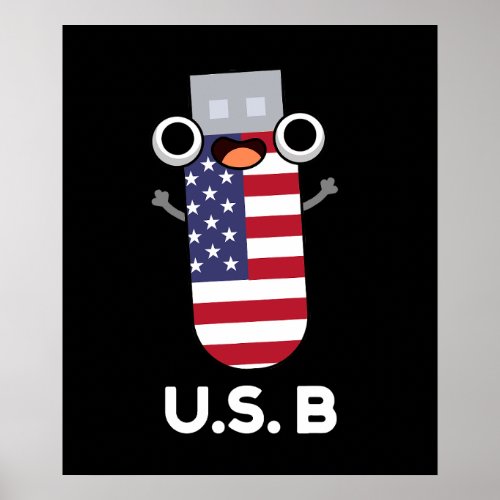 US B Funny United States Pun Dark BG Poster