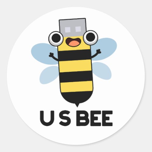 US Bee Funny USB Technical Pun  Classic Round Sticker