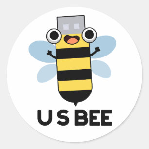US Bee Funny USB Technical Pun  Classic Round Sticker