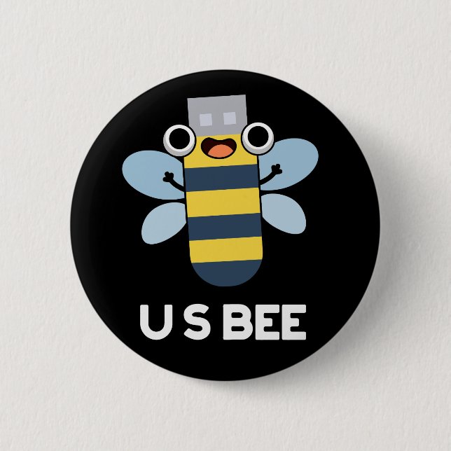 US Bee Funny USB Technical Pun Dark BG Button (Front)