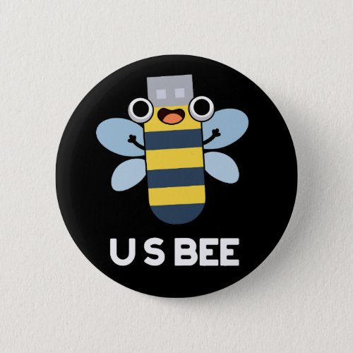 US Bee Funny USB Technical Pun Dark BG Button