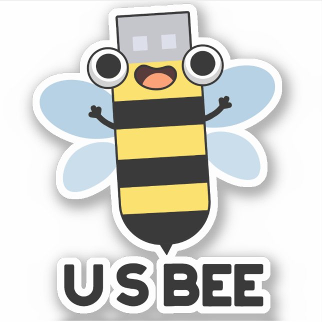 US Bee Funny USB Technical Pun  Sticker (Front)