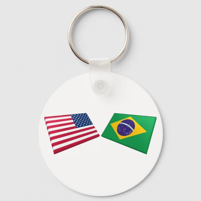 US & Brazil Flags Keychain (Front)