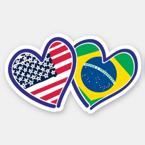 US Brazil Hearts Sticker