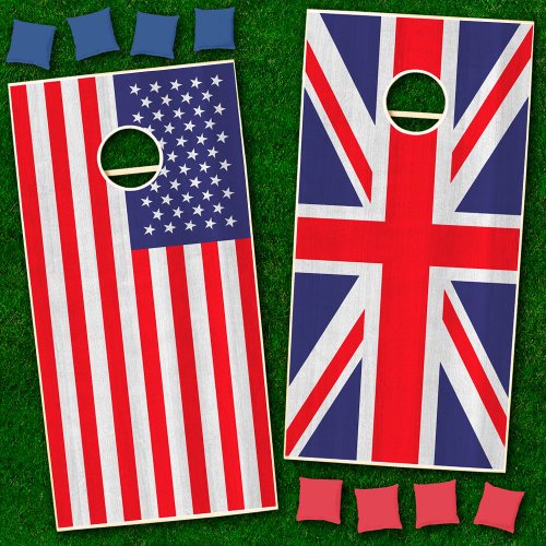 US  British Flag Patriotic Cornhole Set