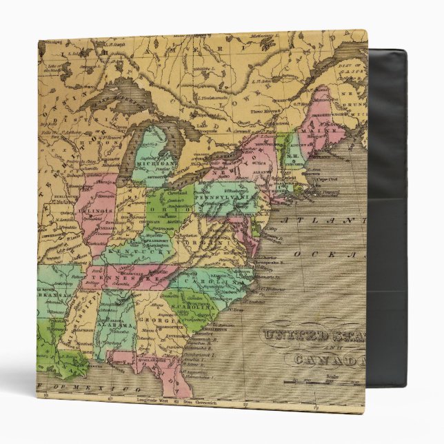 US, Canada Hand Colored Atlas Map Binder (Front/Inside)