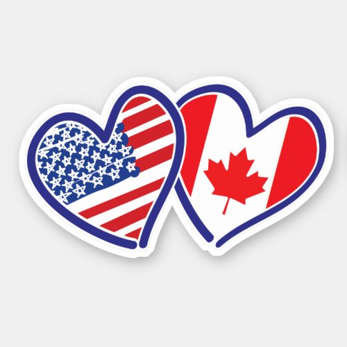 US Canada Hearts Sticker