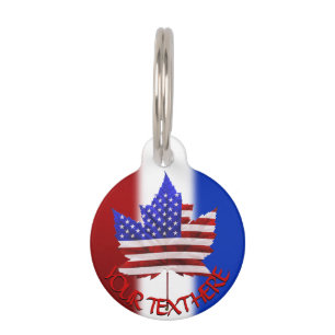 US Canada Pet Tag Custom Canada Maple Leaf USA Tag
