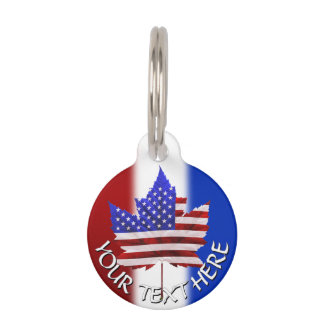US Canada Pet Tag Custom Canada Maple Leaf USA Tag