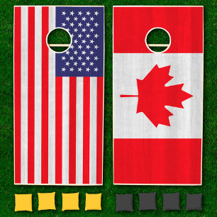 US & Canadian Flag Patriotic Cornhole Set