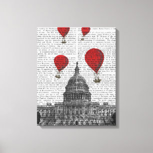 US Capitol Building and Red Hot Air Balloons Canvas Print