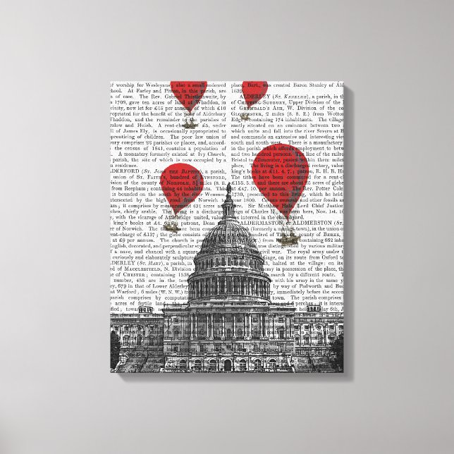 US Capitol Building and Red Hot Air Balloons Canvas Print (Front)