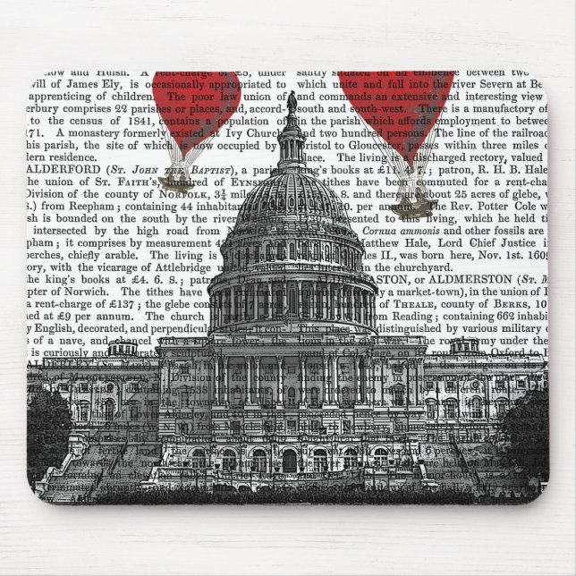 US Capitol Building and Red Hot Air Balloons Mouse Pad (Front)