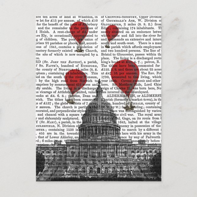 US Capitol Building and Red Hot Air Balloons Postcard (Front)