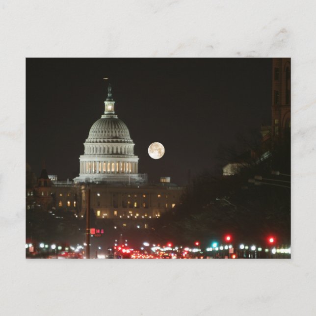 US Capitol Building Full Moon Postcard (Front)
