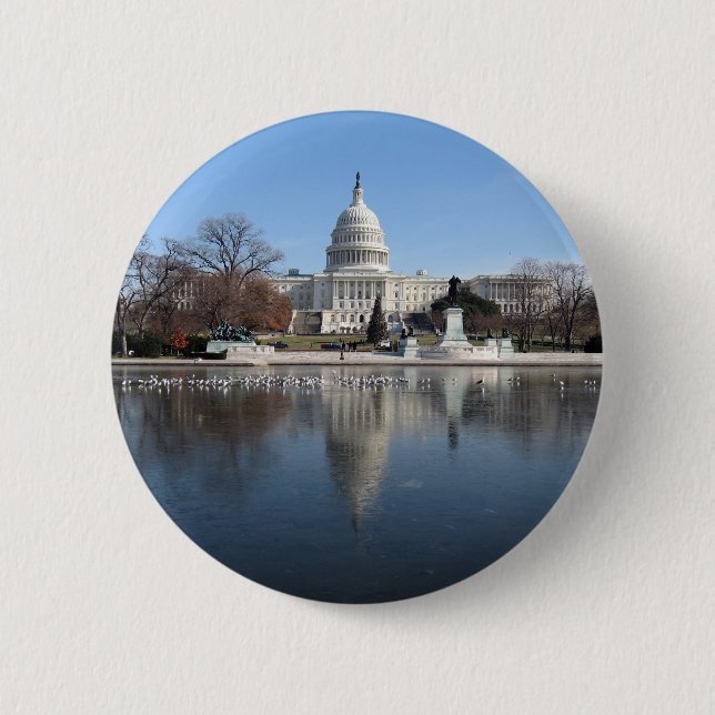 US Capitol building winter  picture Pinback Button (Front)
