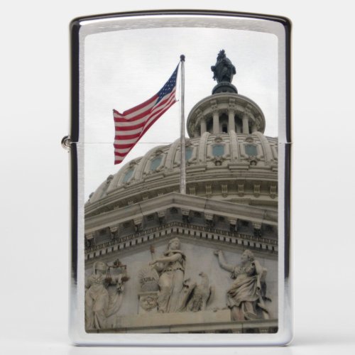 US Capitol Building with American Flag _ East Zippo Lighter
