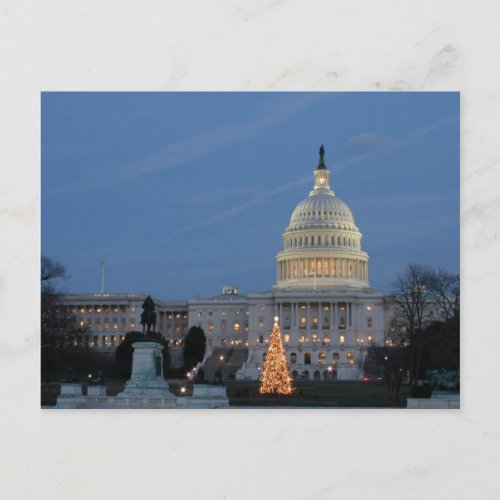 US Capitol celebrating Christmas photo Holiday Postcard