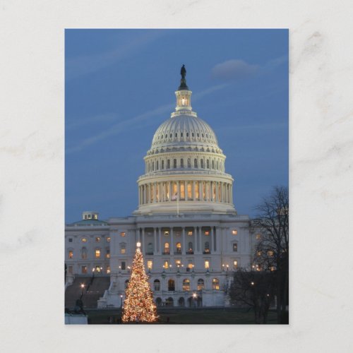 US Capitol celebrating Christmas photo Holiday Postcard