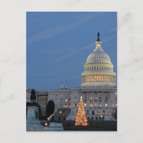 US Capitol celebrating Christmas photo Holiday Postcard