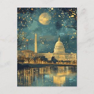 US Capitol Hill Christmas Postcard Vintage