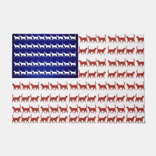 US Cat Flag 4th of July Patriotic American Kitty Doormat