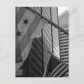 US & Chicago city flag Postcard