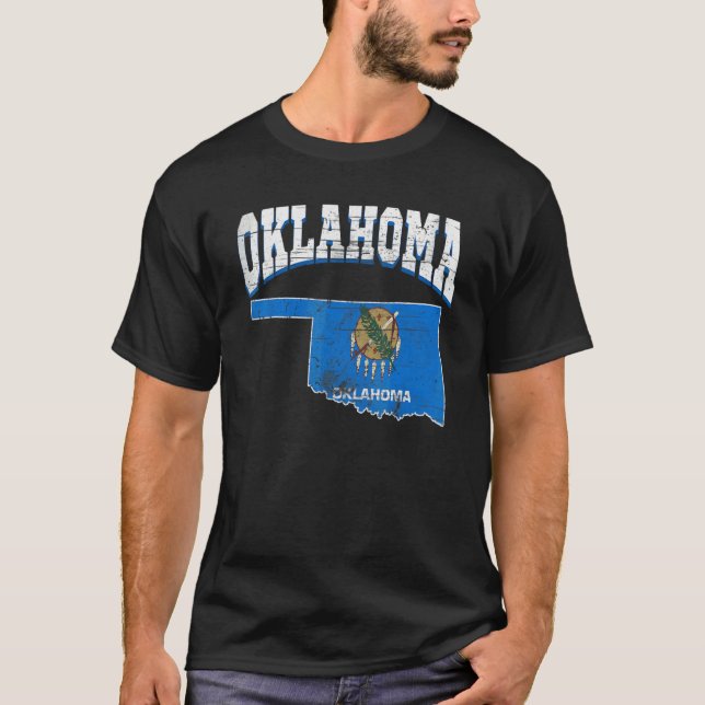 Us Citizen Proud America State Flag Land Map Oklah T-Shirt (Front)