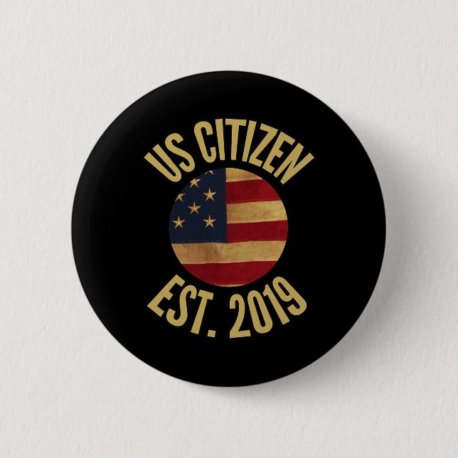 Us Citizenship 2019 Gif American Flag Usa  Button (Front)