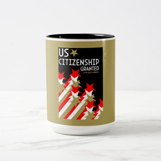 US Citizenship Granted Two-Tone Coffee Mug (Center)