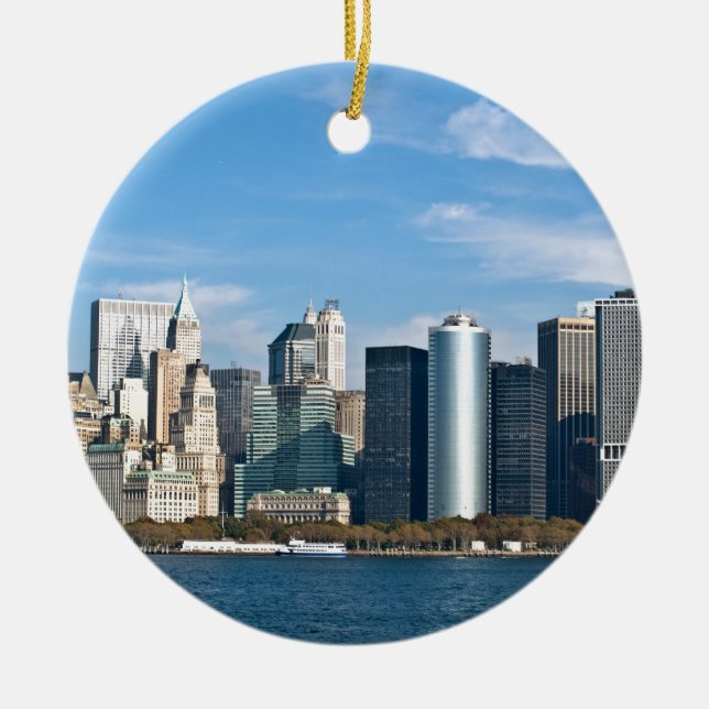 US Cityscape: New York Skyline #1 Ceramic Ornament (Front)