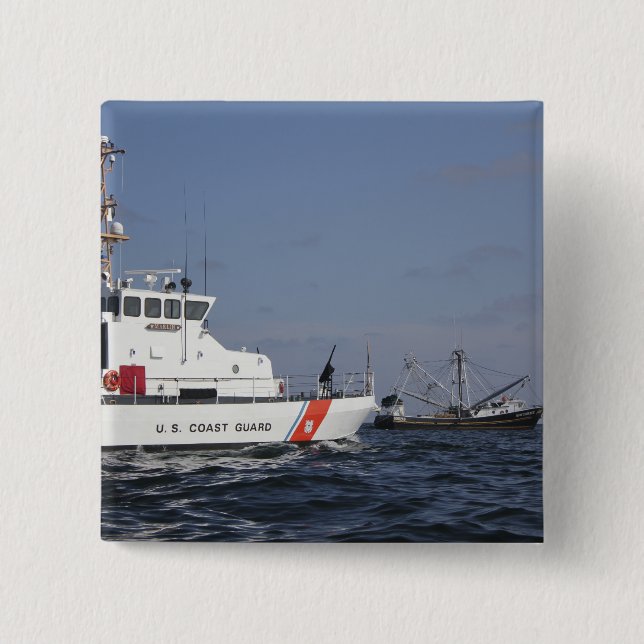 US Coast Guard Cutter Marlin patrols the waters Button (Front)