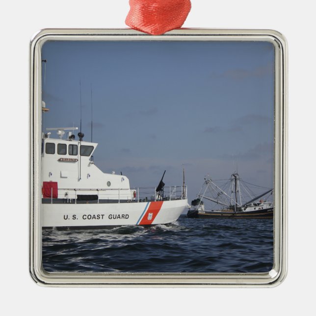 US Coast Guard Cutter Marlin patrols the waters Metal Ornament (Front)
