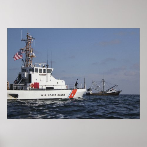 US Coast Guard Cutter Marlin patrols the waters Poster
