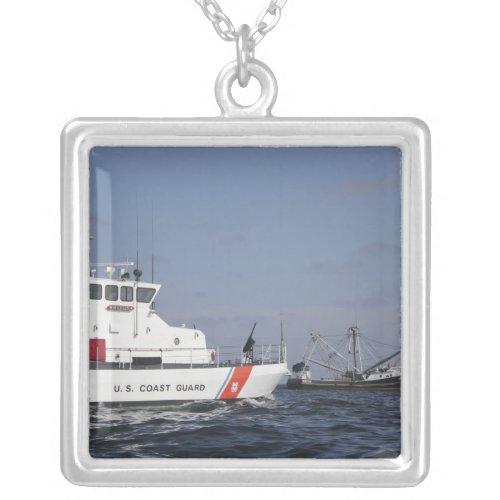 US Coast Guard Cutter Marlin patrols the waters Silver Plated Necklace