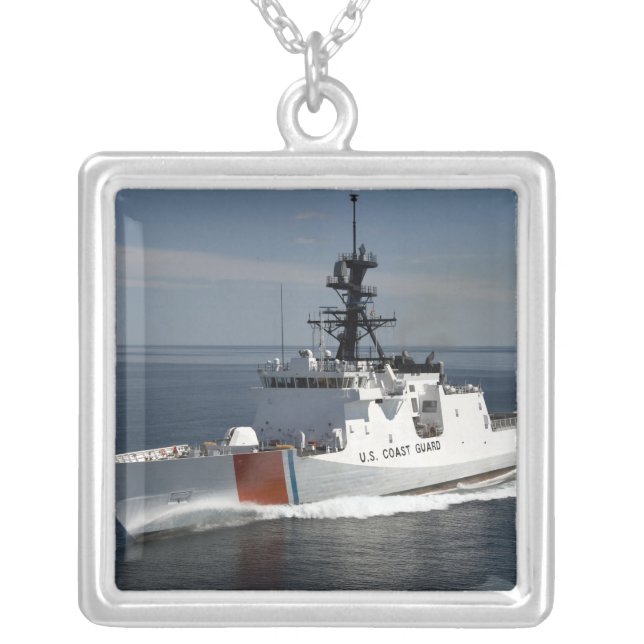 US Coast Guard Cutter Waesche 3 Silver Plated Necklace (Front)