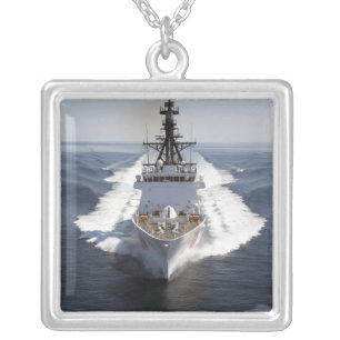 US Coast Guard Cutter Waesche Silver Plated Necklace