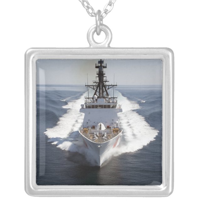 US Coast Guard Cutter Waesche Silver Plated Necklace (Front)