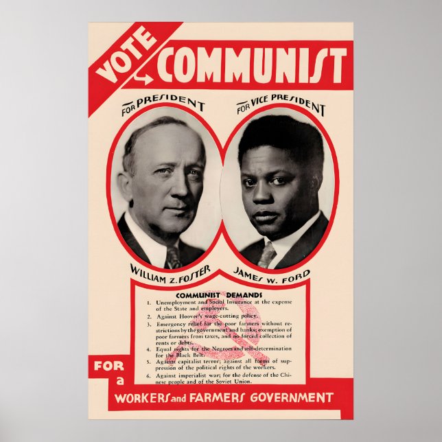 US Communist Party Election Poster, William Foster Poster (Front)