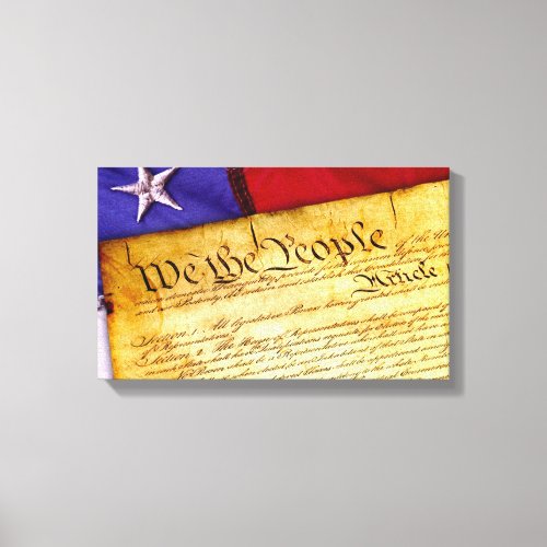 US Constitution and American Flag Canvas Print