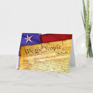 US Constitution and American Flag Card