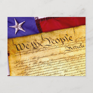 US Constitution and American Flag Postcard