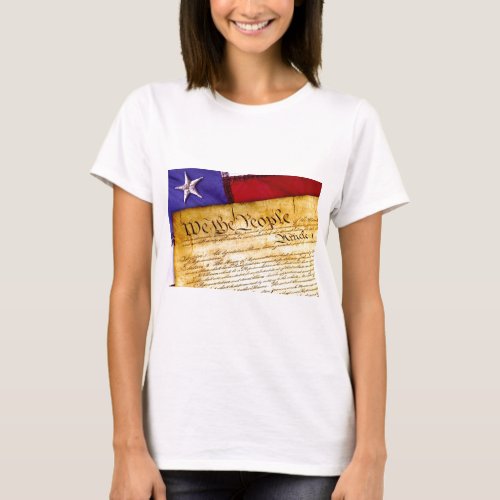 US Constitution and American Flag T_Shirt