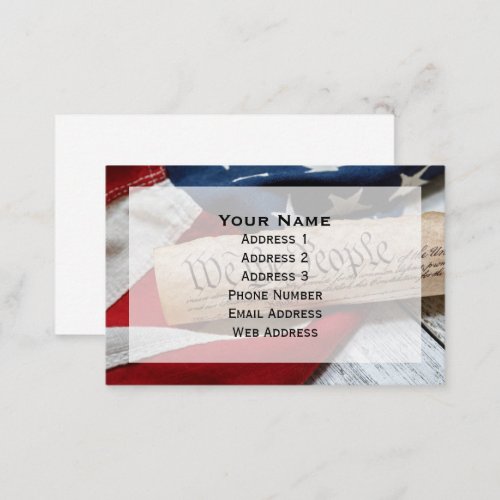 US Constitution and Flag Business Card